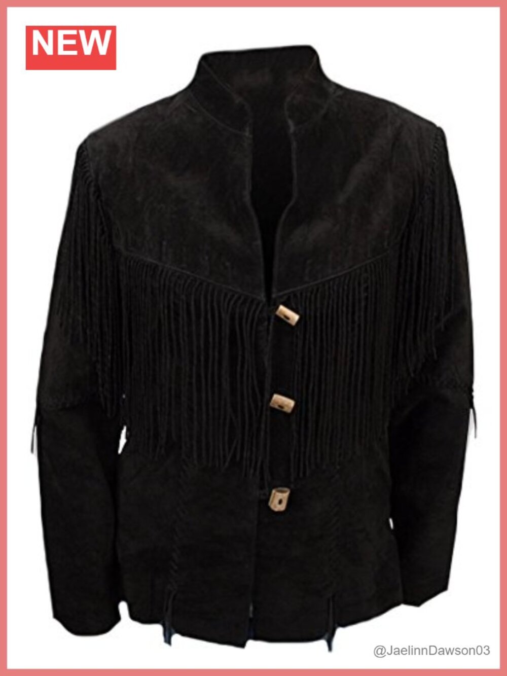 Western Fringed Suede Leather Coat Button Closure Cocoon Silhouette